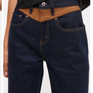 High Rise 90s Relaxed Vegan Suede Yoke Jean